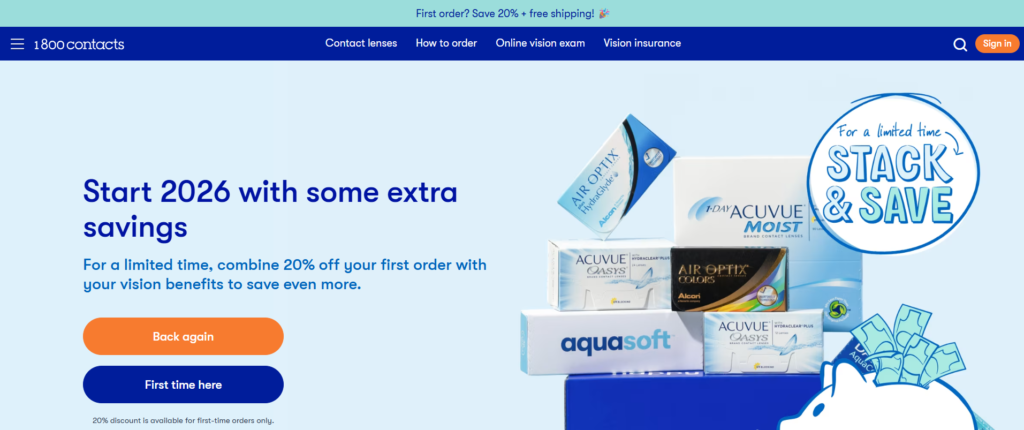 1-800-Contacts homepage