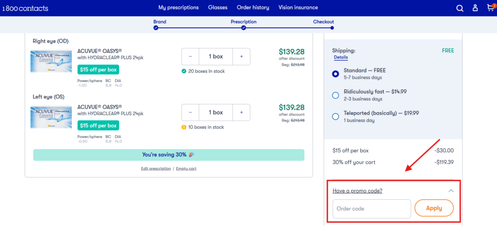 1800 Contacts Promo Code